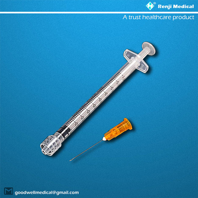 Medizinische Wegwerfverbrauchsmaterialien MSDS, Verschluss-Spritze 25G 1ml Luer mit Nadel